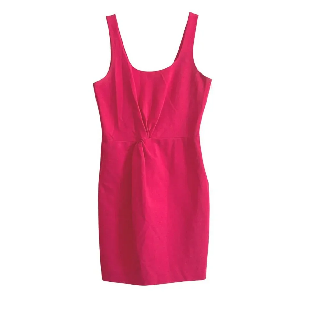 Armani Exchange Mini Sleeveless Sheath Twist Raspberry Pink Cocktail Dress SZ 4 - Picture 4 of 9